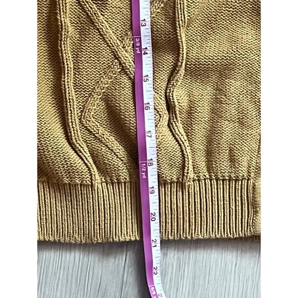 Vetta XL Camel Brown Organic Cotton Cable Knit Sweater Made In USA - Picture 16 of 16